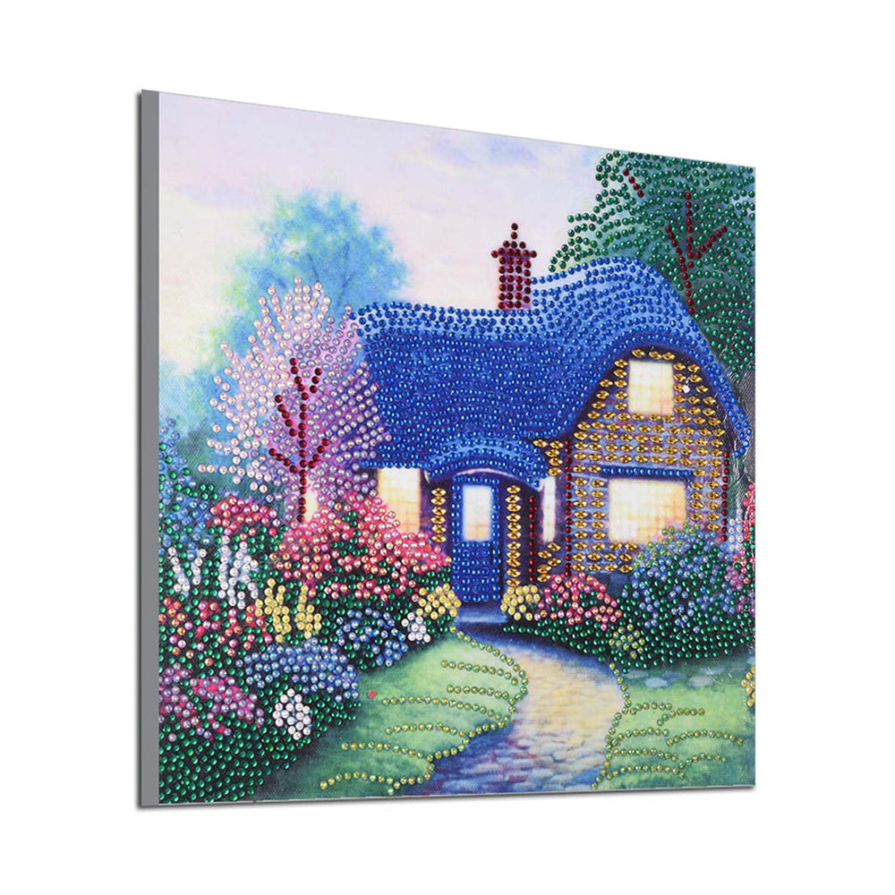 Blauwe Tuinhut Speciaal Gevormde Boren Diamond Painting