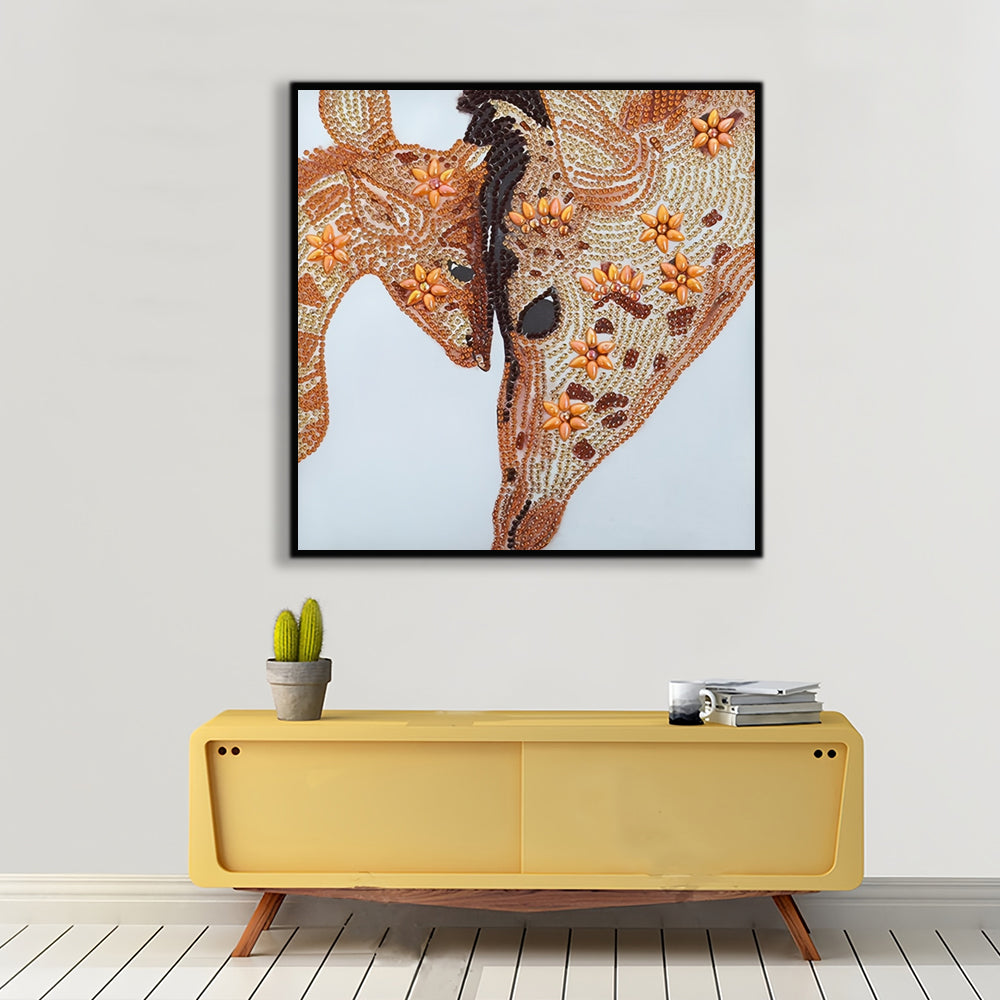 Warme Girafmoeder En Kind Speciaal Gevormde Boren Diamond Painting