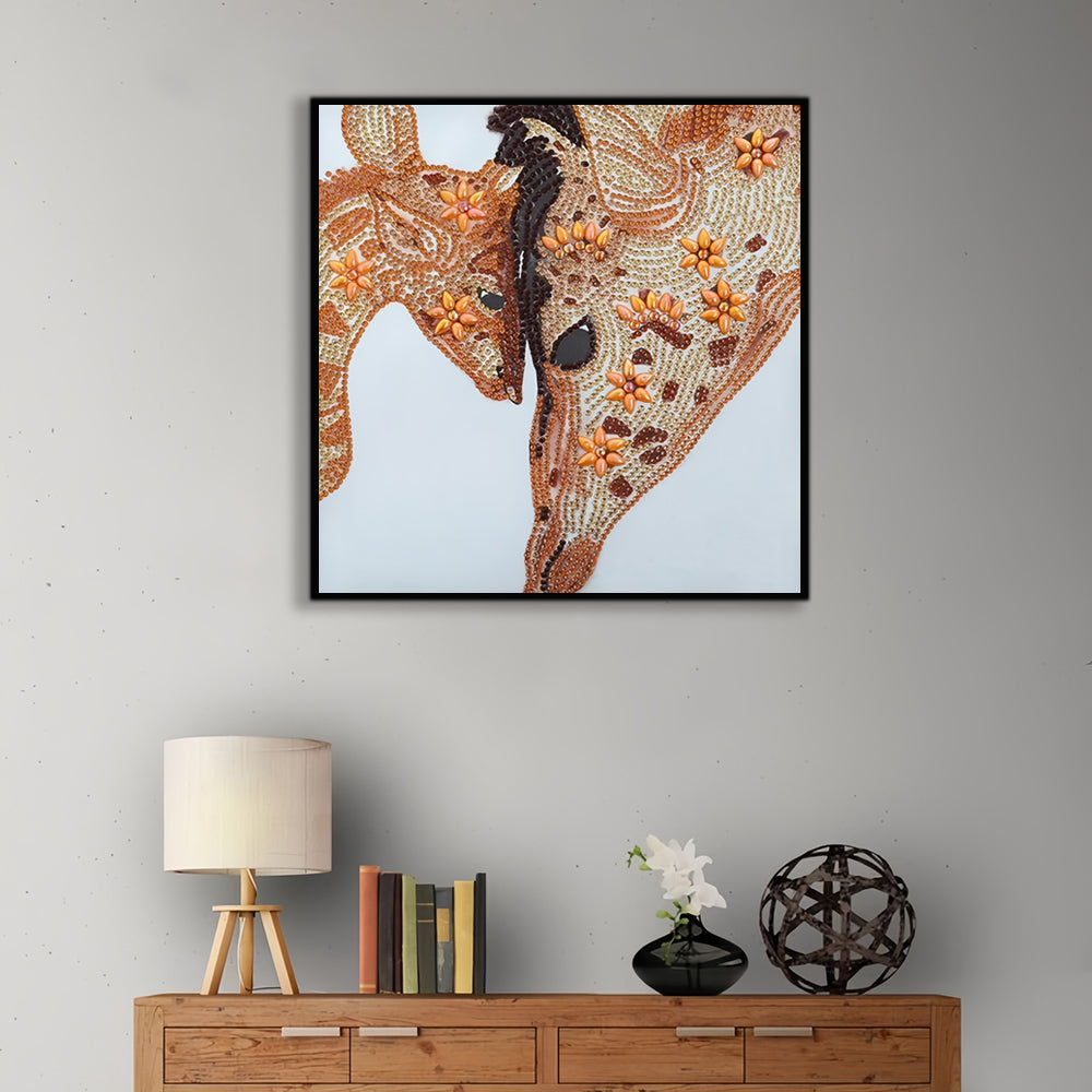 Warme Girafmoeder En Kind Speciaal Gevormde Boren Diamond Painting