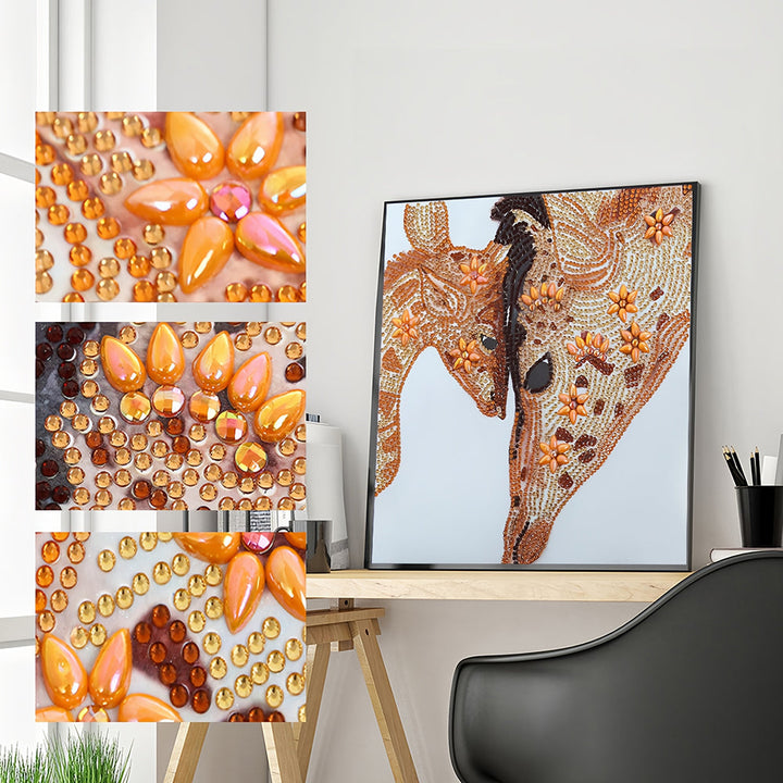 Warme Girafmoeder En Kind Speciaal Gevormde Boren Diamond Painting