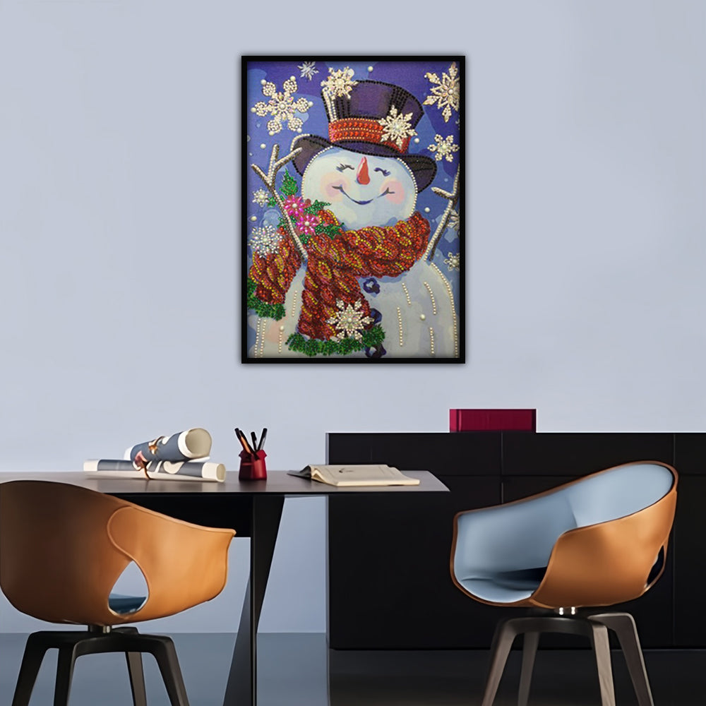 Vrolijke Kerst Sneeuwpop Speciaal Gevormde Boren Diamond Painting