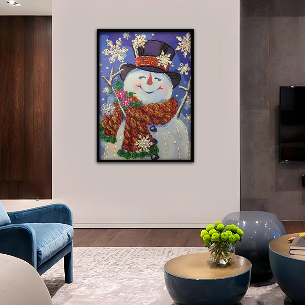 Vrolijke Kerst Sneeuwpop Speciaal Gevormde Boren Diamond Painting