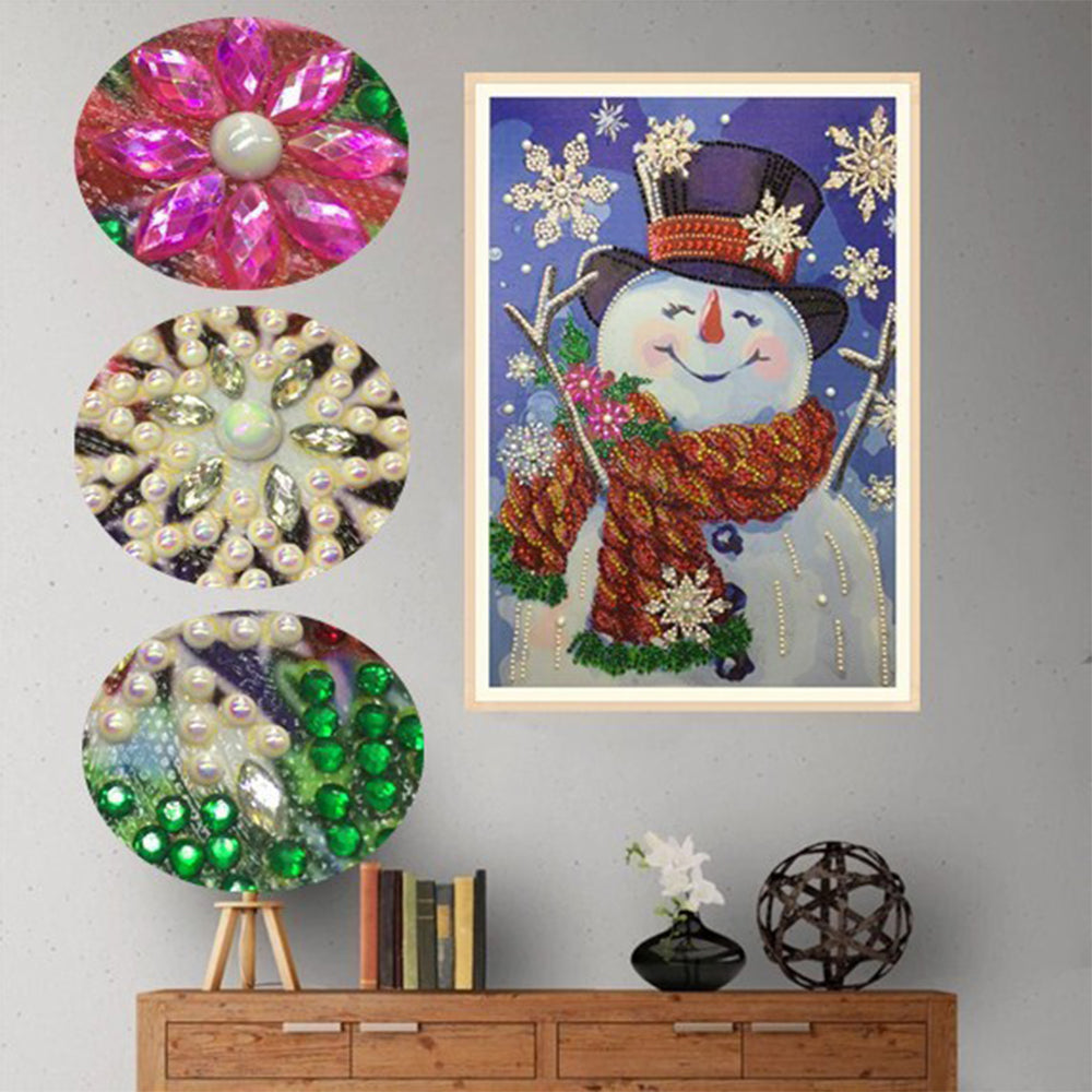 Vrolijke Kerst Sneeuwpop Speciaal Gevormde Boren Diamond Painting