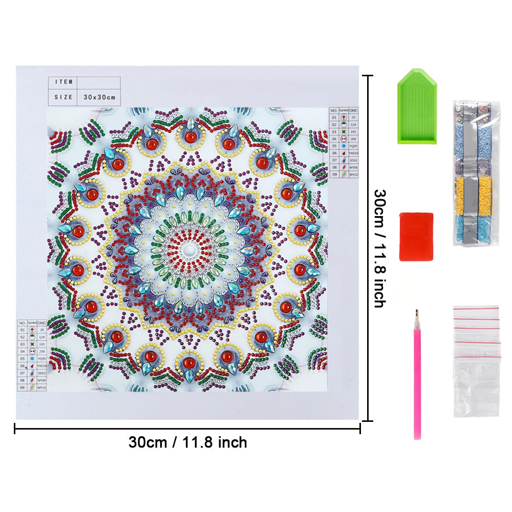 Ijs Blauwe Mandala Speciaal Gevormde Boren Diamond Painting