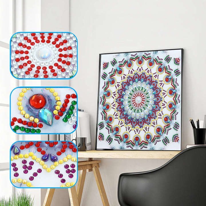 Ijs Blauwe Mandala Speciaal Gevormde Boren Diamond Painting