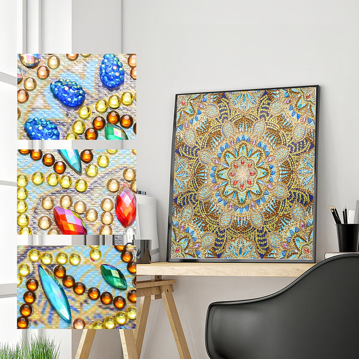 Licht Gouden Mandala Speciaal Gevormde Boren Diamond Painting