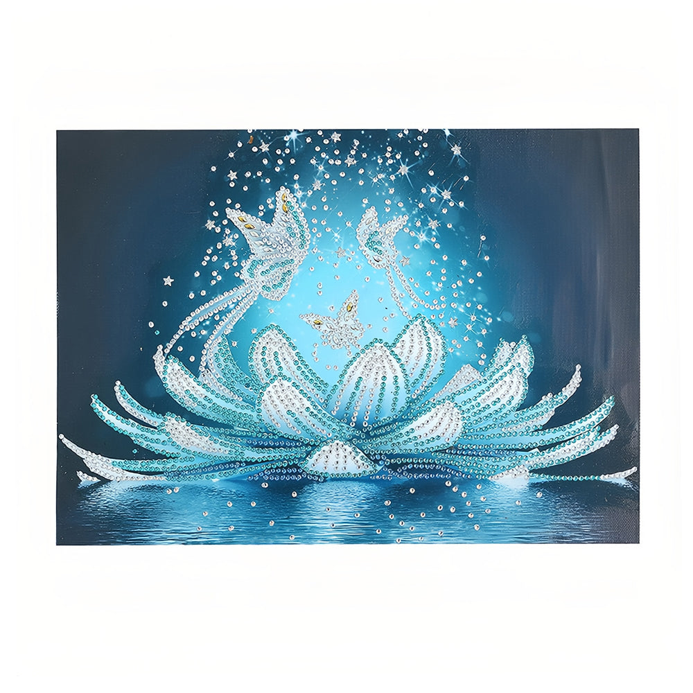 Ijs Lotus en Vlinders Speciaal Gevormde Boren Diamond Painting