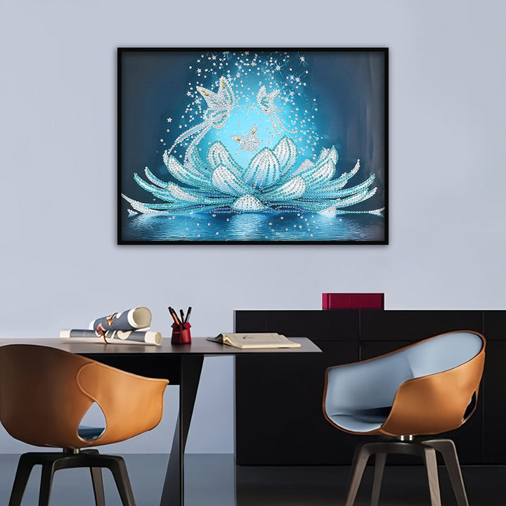 Ijs Lotus en Vlinders Speciaal Gevormde Boren Diamond Painting