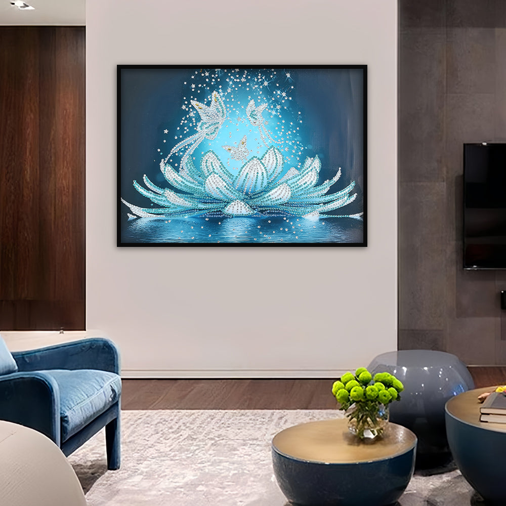 Ijs Lotus en Vlinders Speciaal Gevormde Boren Diamond Painting