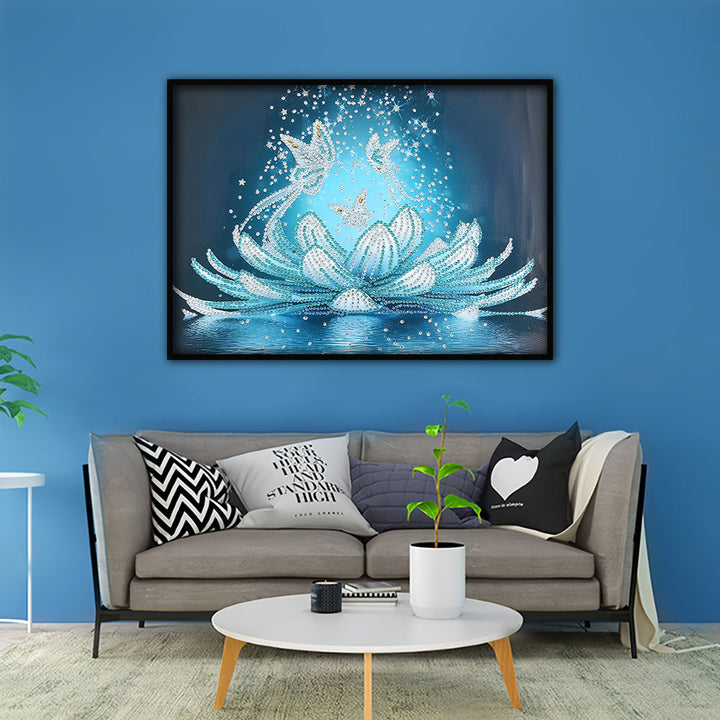 Ijs Lotus en Vlinders Speciaal Gevormde Boren Diamond Painting