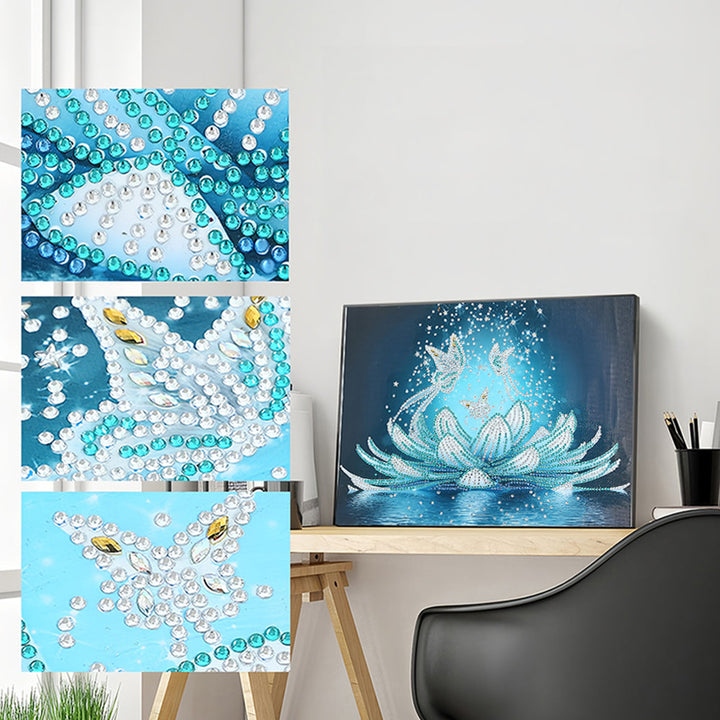 Ijs Lotus en Vlinders Speciaal Gevormde Boren Diamond Painting