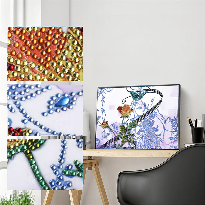 Vlinder en Planten Speciaal Gevormde Boren Diamond Painting