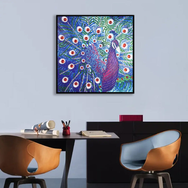 Blauwe en Paarse Pauw Speciaal Gevormde Boren Diamond Painting