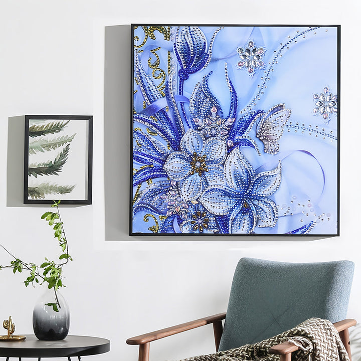 Blauwe Orchidee Speciaal Gevormde Boren Diamond Painting