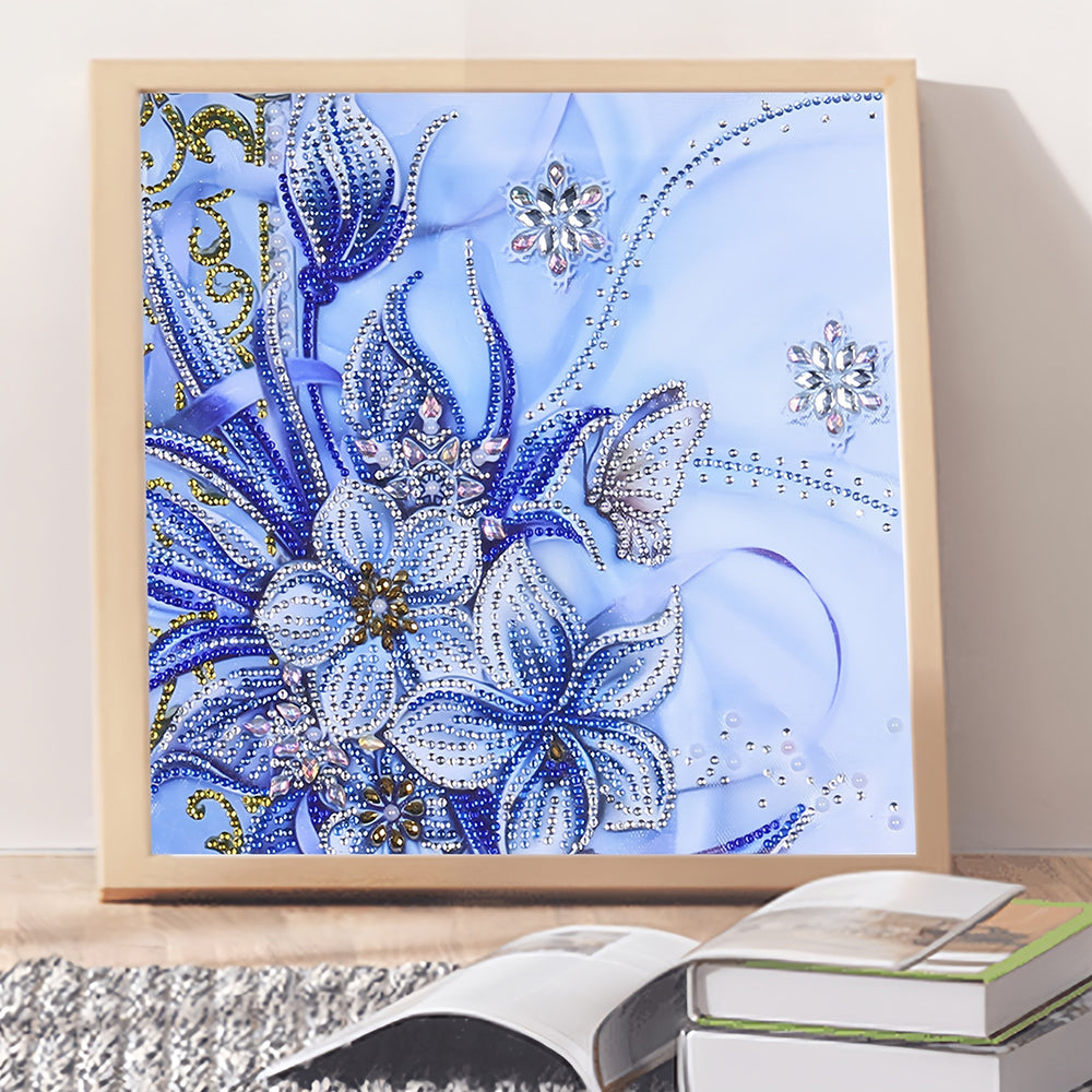 Blauwe Orchidee Speciaal Gevormde Boren Diamond Painting