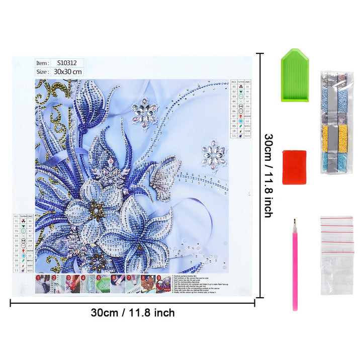 Blauwe Orchidee Speciaal Gevormde Boren Diamond Painting