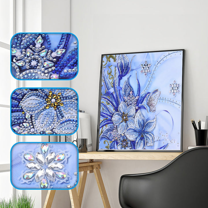 Blauwe Orchidee Speciaal Gevormde Boren Diamond Painting