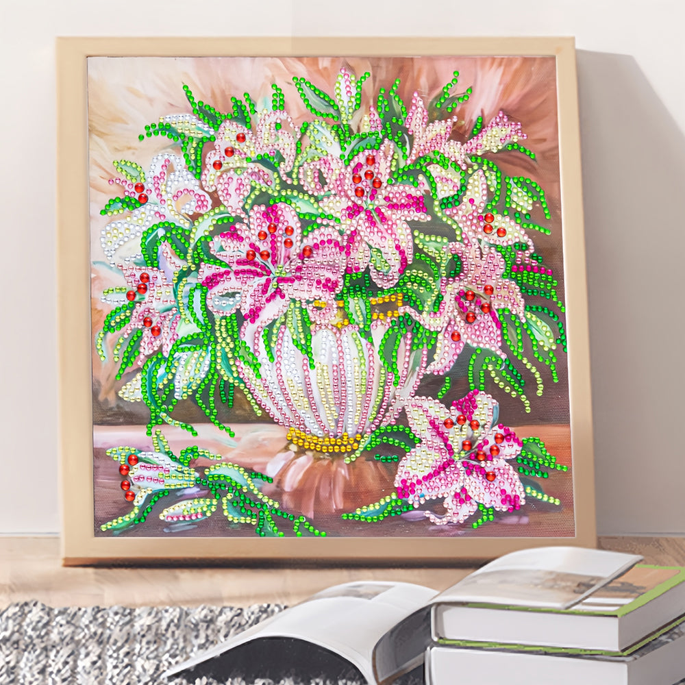 Roze Lelie Speciaal Gevormde Boren Diamond Painting