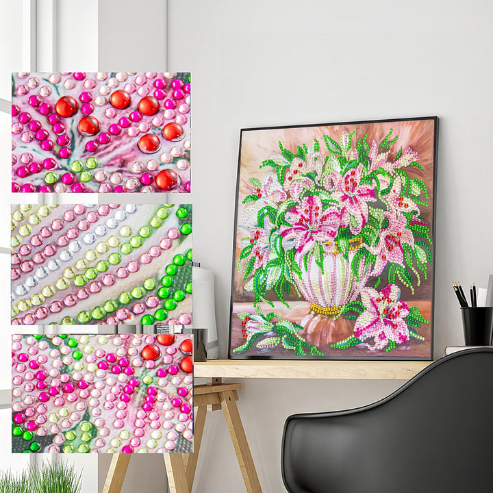 Roze Lelie Speciaal Gevormde Boren Diamond Painting