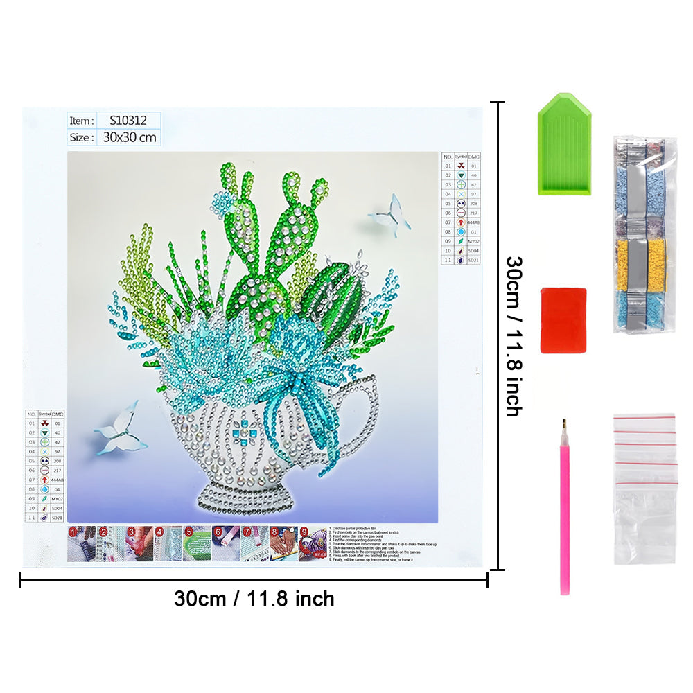 Cactus in Bloempot Speciaal Gevormde Boren Diamond Painting