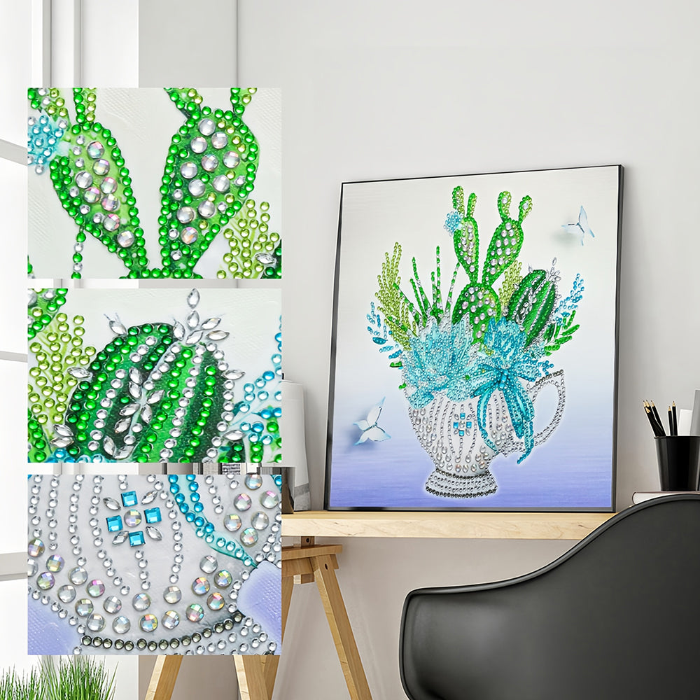 Cactus in Bloempot Speciaal Gevormde Boren Diamond Painting