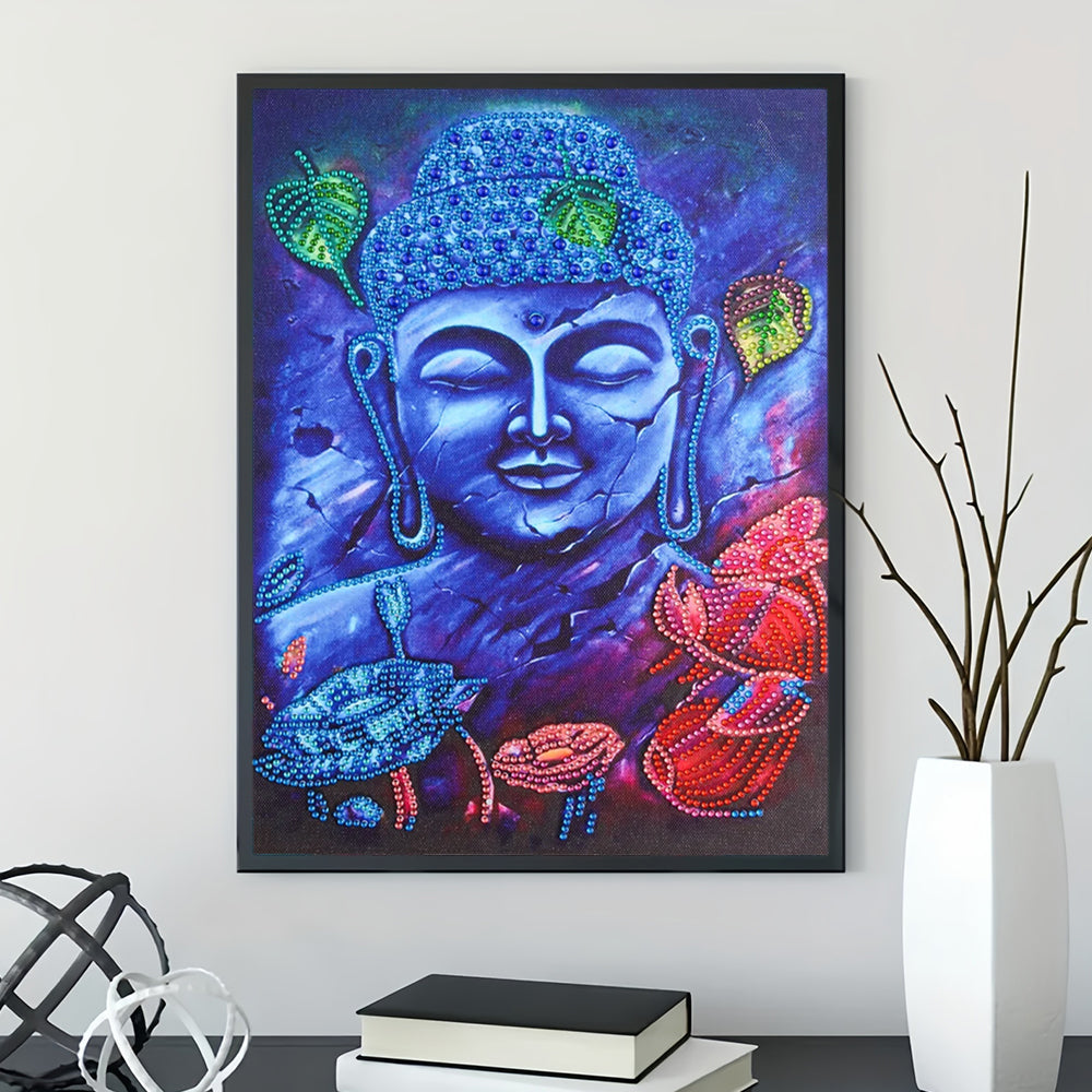 Blauw Boeddhabeeld Speciaal Gevormde Boren Diamond Painting