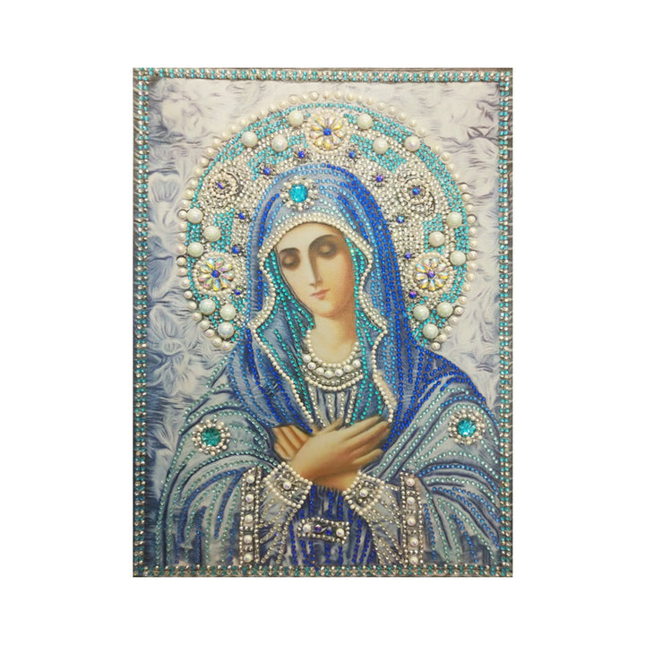 Maagd Maria in het Blauw Speciaal Gevormde Boren Diamond Painting