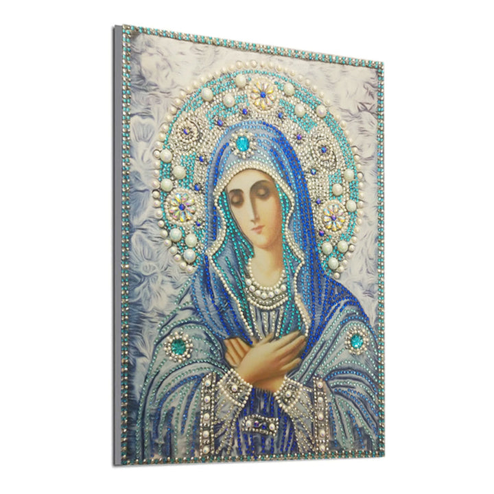 Maagd Maria in het Blauw Speciaal Gevormde Boren Diamond Painting