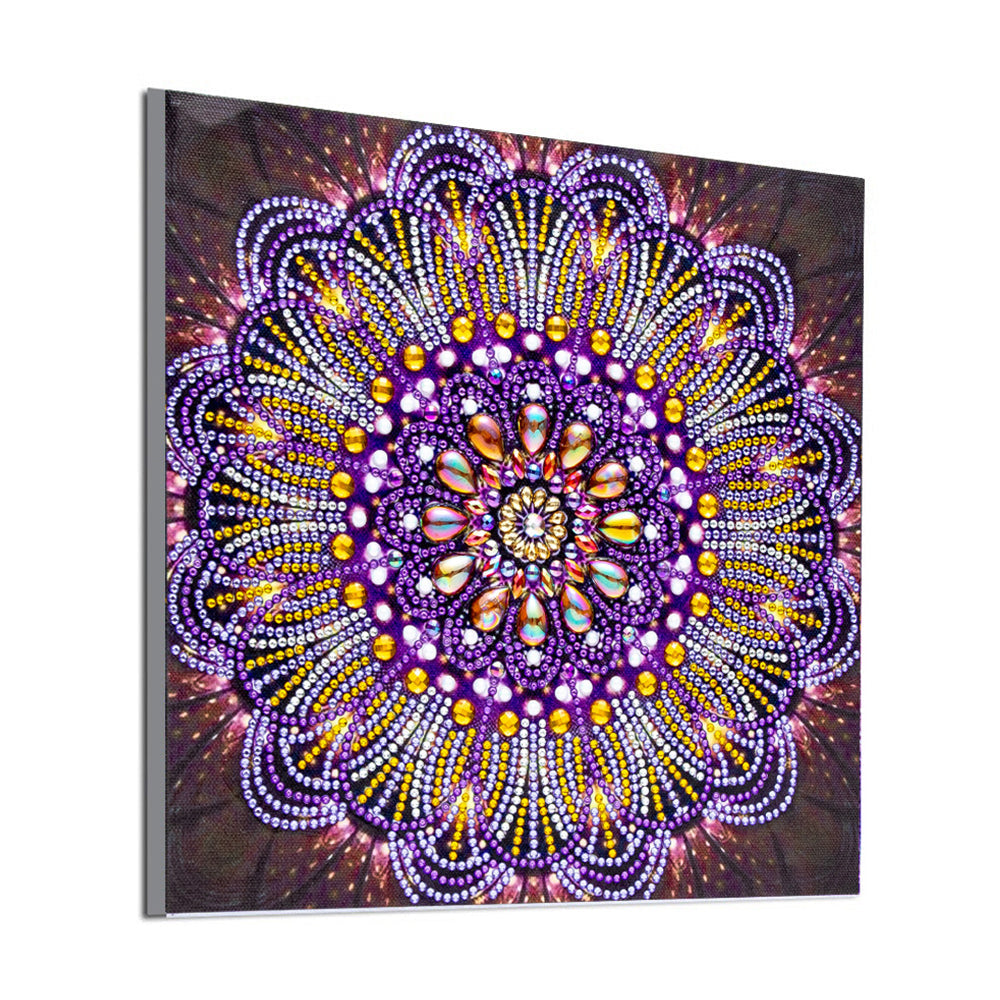 Paarse Lijnen Mandala Speciaal Gevormde Boren Diamond Painting