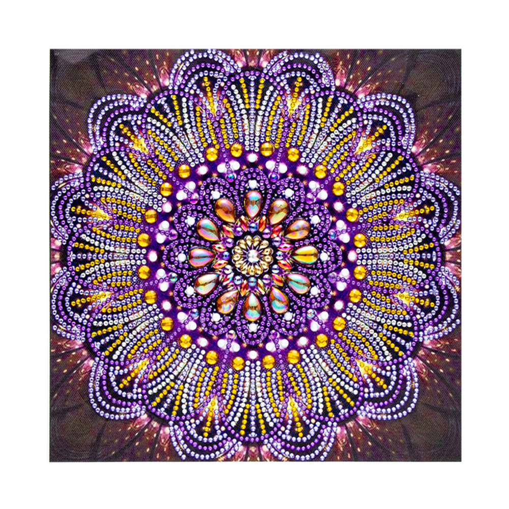 Paarse Lijnen Mandala Speciaal Gevormde Boren Diamond Painting