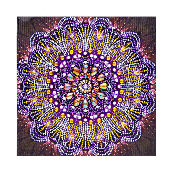 Paarse Lijnen Mandala Speciaal Gevormde Boren Diamond Painting