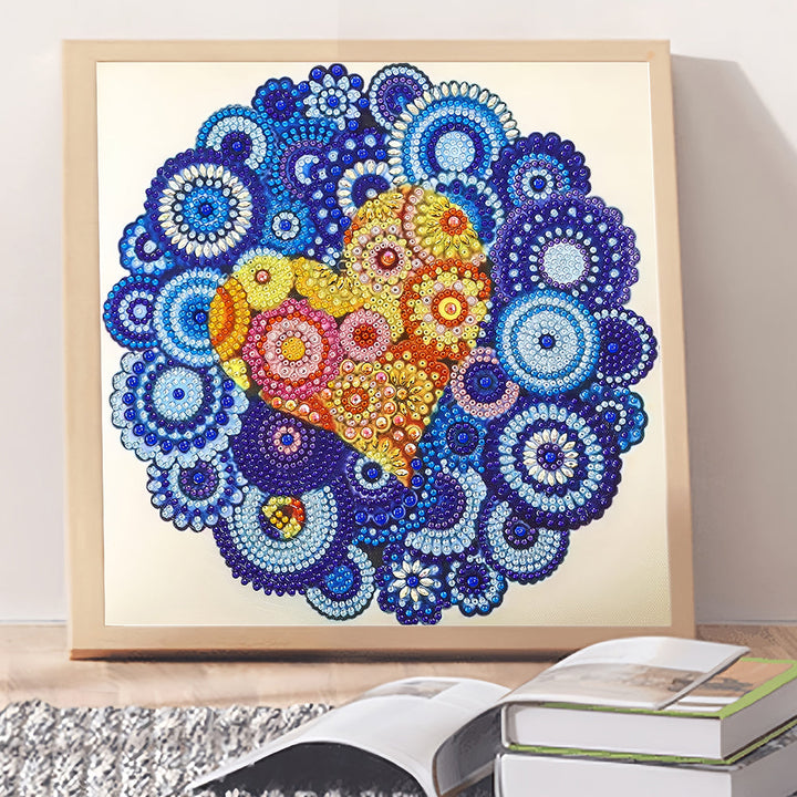 Hart in Mandala Speciaal Gevormde Boren Diamond Painting