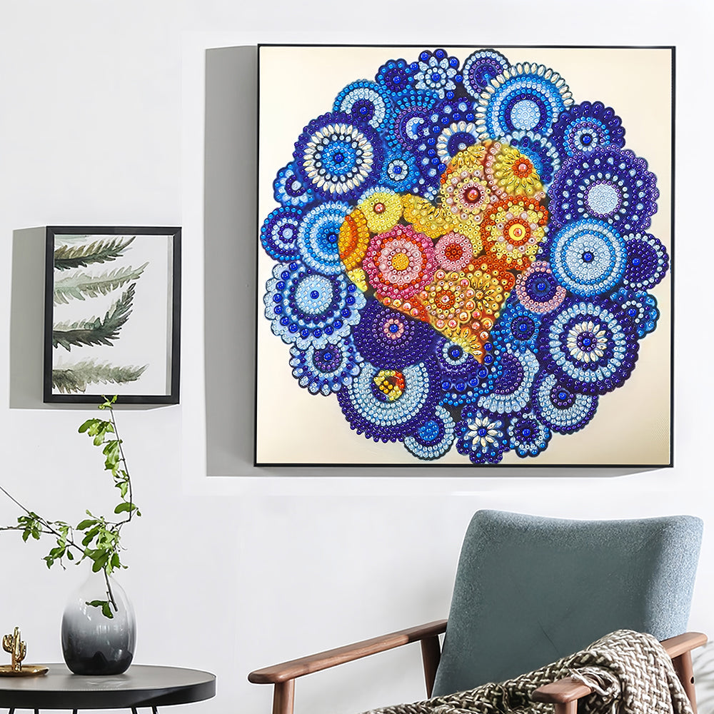 Hart in Mandala Speciaal Gevormde Boren Diamond Painting