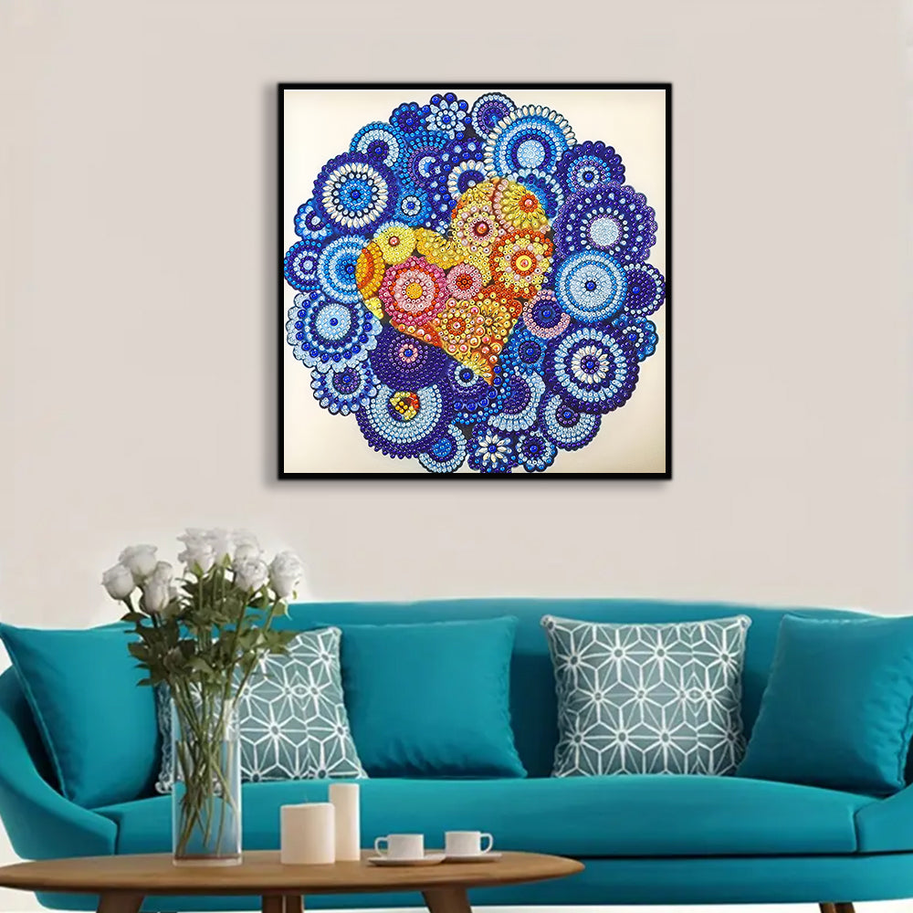 Hart in Mandala Speciaal Gevormde Boren Diamond Painting