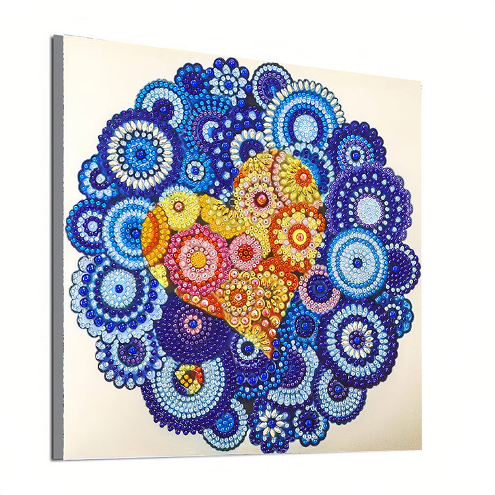 Hart in Mandala Speciaal Gevormde Boren Diamond Painting