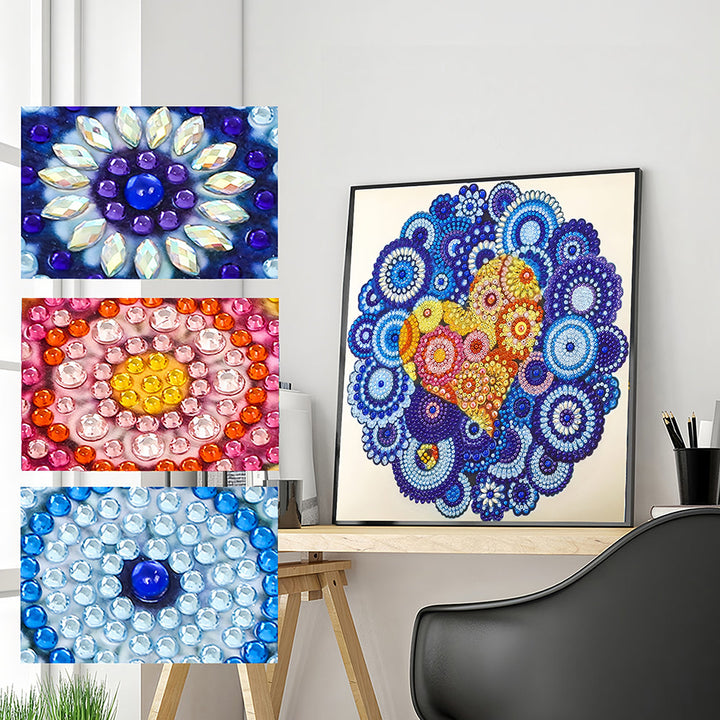 Hart in Mandala Speciaal Gevormde Boren Diamond Painting