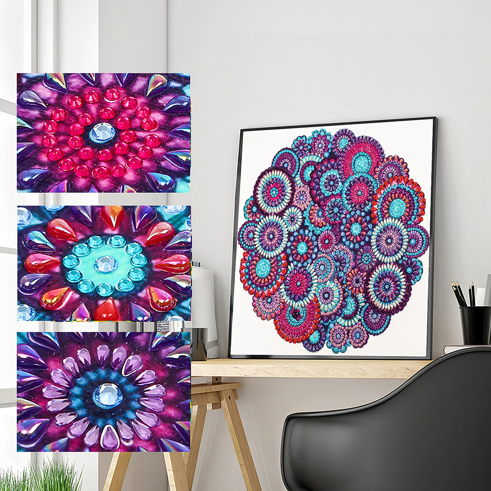 Rode Boheemse Mandala Speciaal Gevormde Boren Diamond Painting