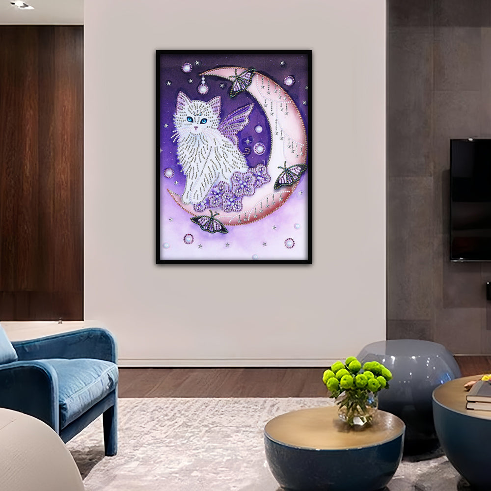 Vlinder Kat op de Maan Speciaal Gevormde Boren Diamond Painting