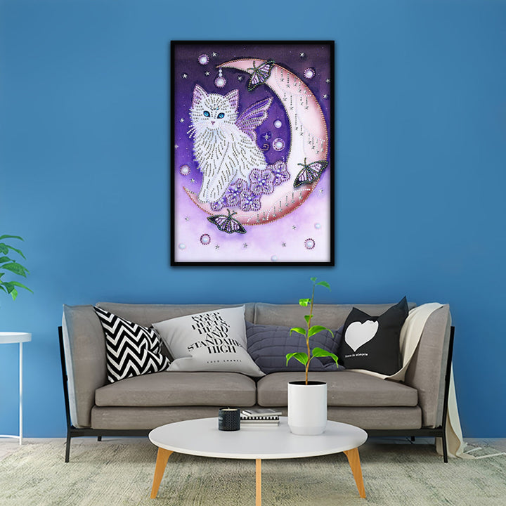 Vlinder Kat op de Maan Speciaal Gevormde Boren Diamond Painting