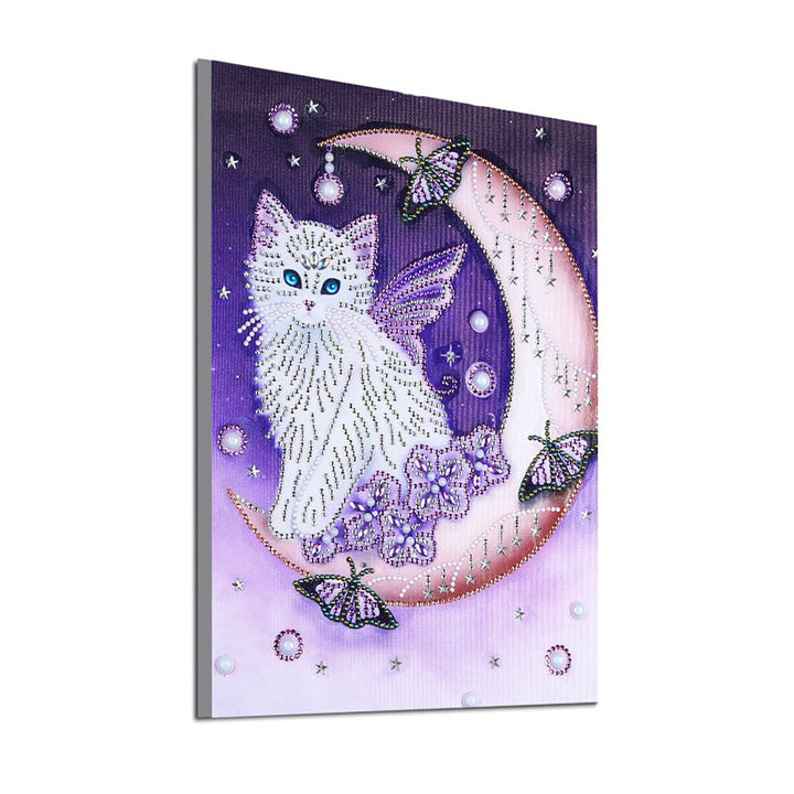 Vlinder Kat op de Maan Speciaal Gevormde Boren Diamond Painting