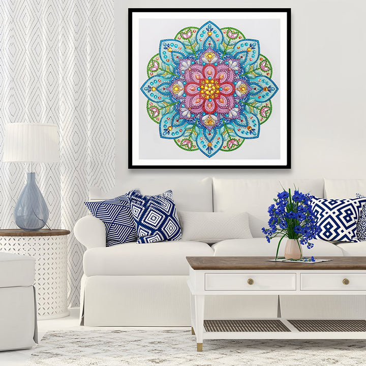 Groene Mandala Bloem Speciaal Gevormde Boren Diamond Painting