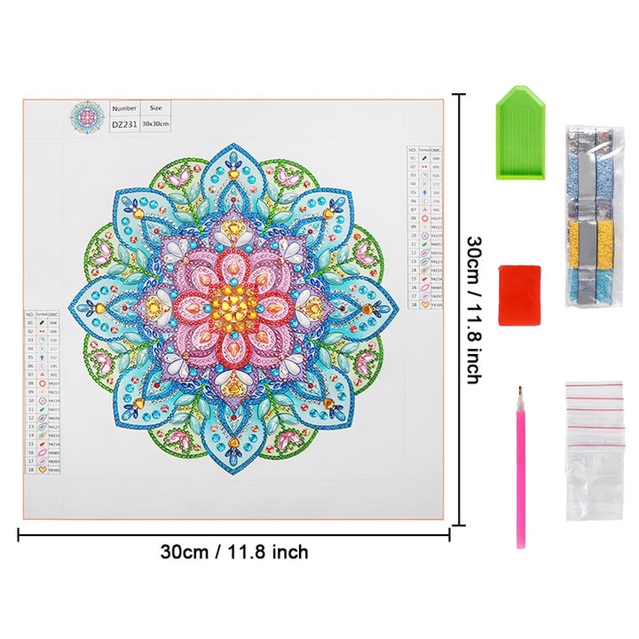 Groene Mandala Bloem Speciaal Gevormde Boren Diamond Painting