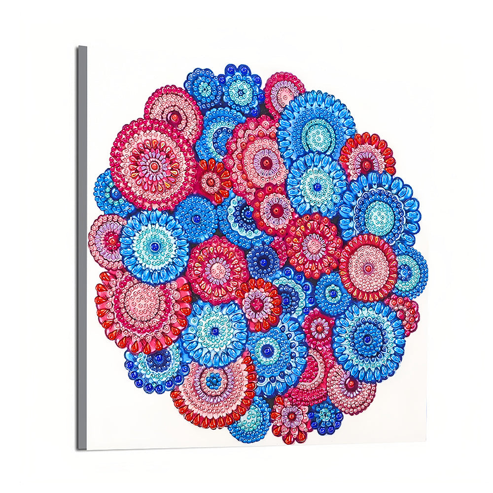 Rood en Blauw Boheemse Mandala Speciaal Gevormde Boren Diamond Painting