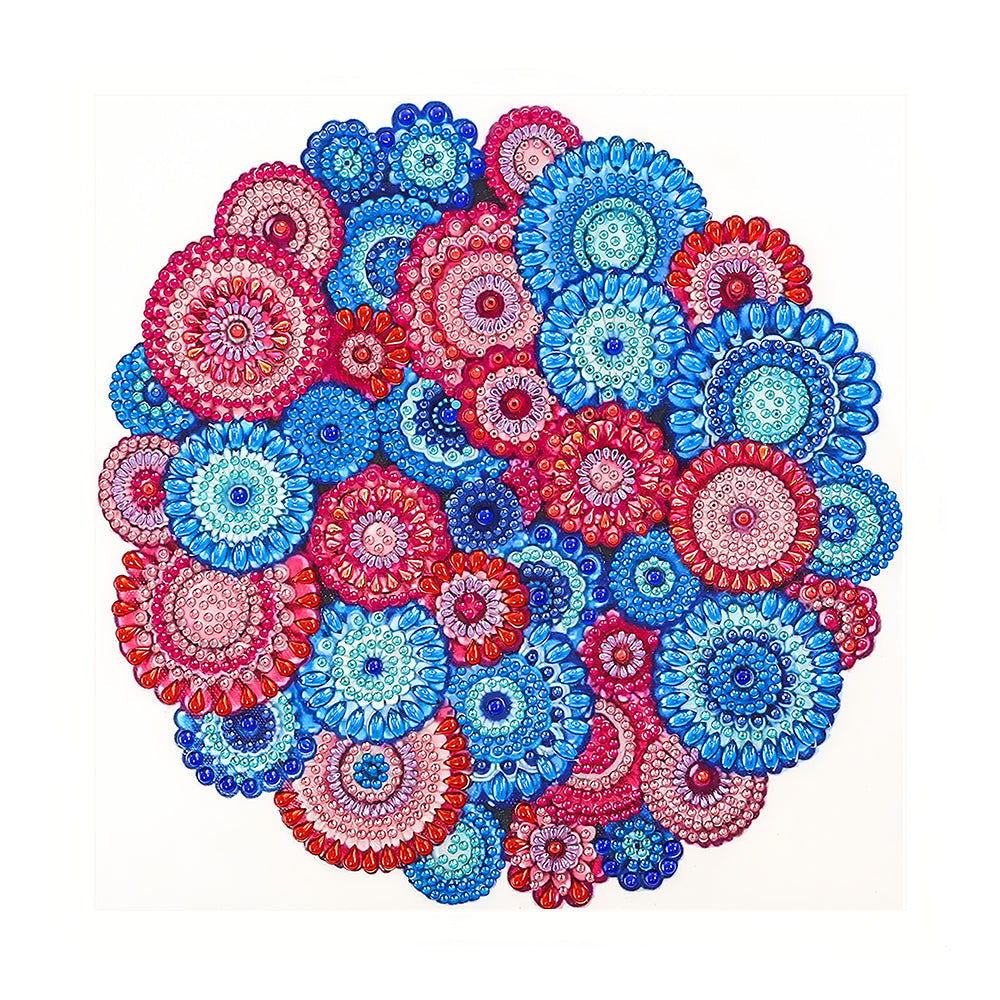 Rood en Blauw Boheemse Mandala Speciaal Gevormde Boren Diamond Painting