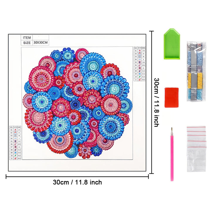 Rood en Blauw Boheemse Mandala Speciaal Gevormde Boren Diamond Painting