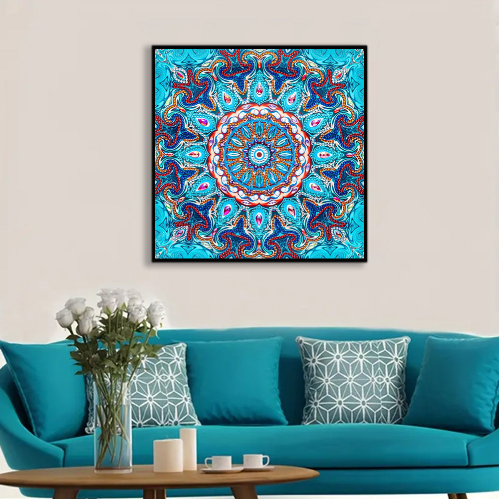 Blauwe Mandala Speciaal Gevormde Boren Diamond Painting