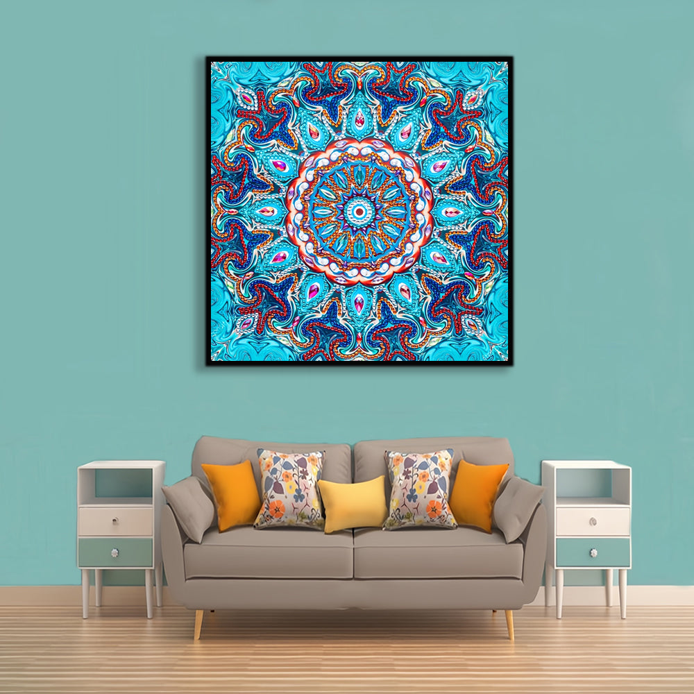 Blauwe Mandala Speciaal Gevormde Boren Diamond Painting