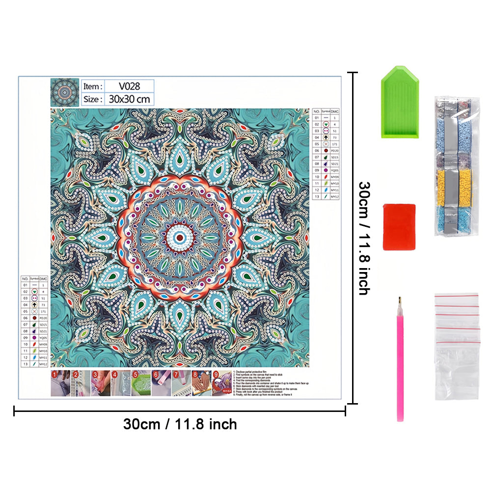 Blauwe Mandala Speciaal Gevormde Boren Diamond Painting