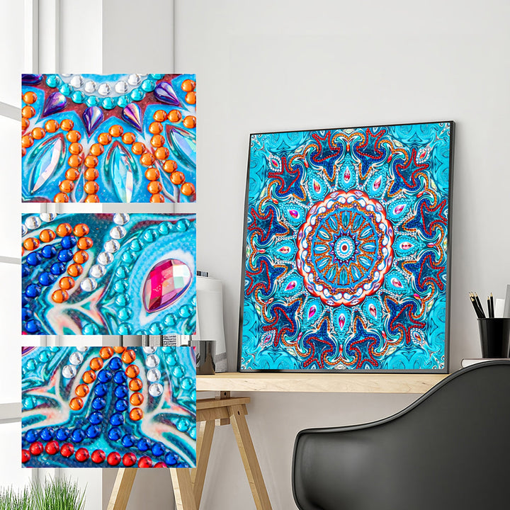 Blauwe Mandala Speciaal Gevormde Boren Diamond Painting