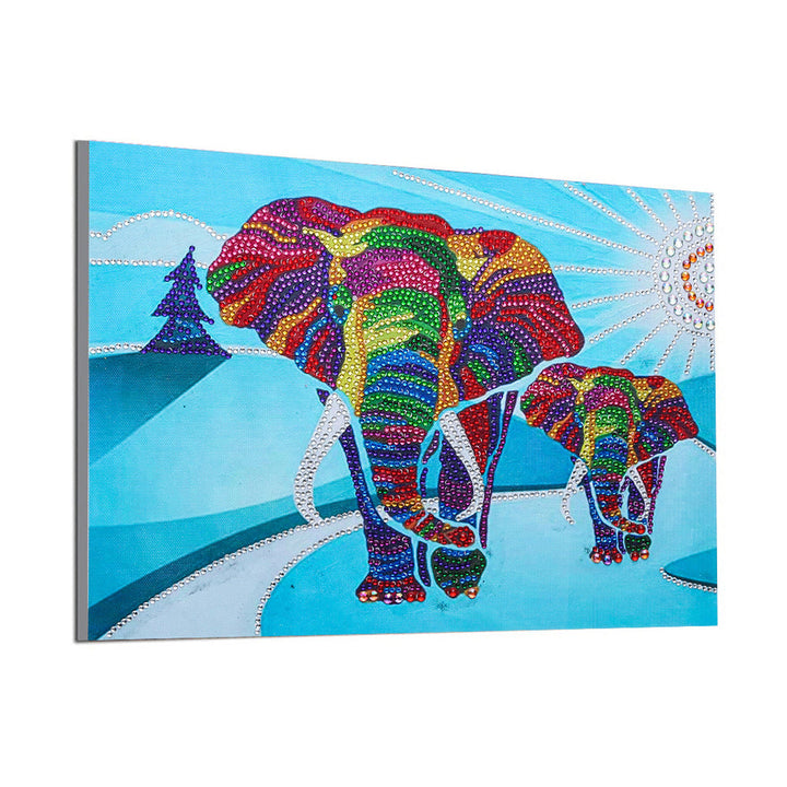 Olifant Mamma en Baby Speciaal Gevormde Boren Diamond Painting